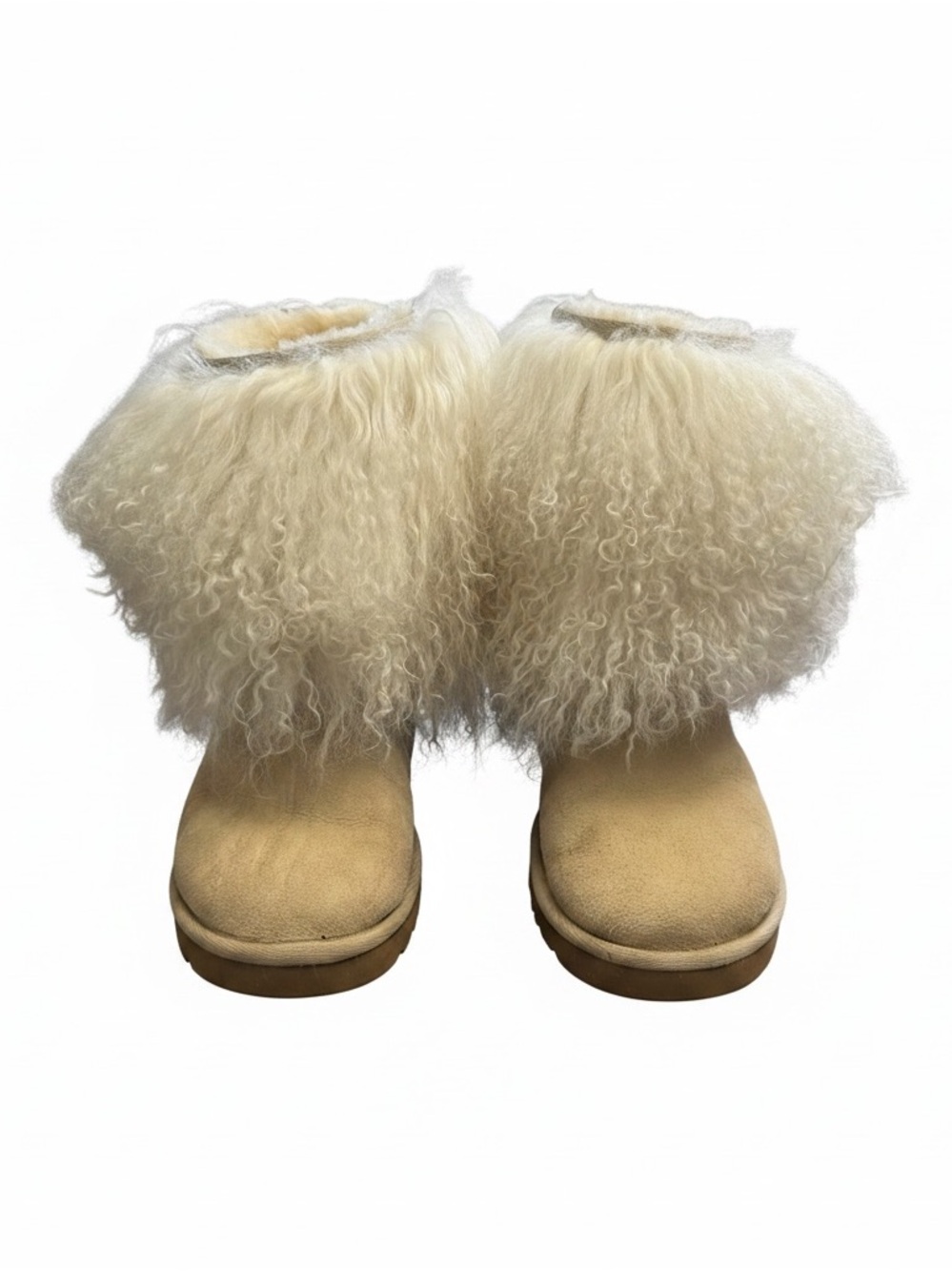 UGG Curly Shearling Short Boots - Cream/Tan